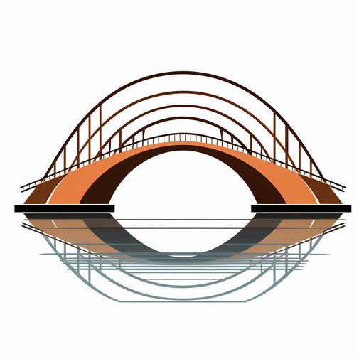 Minimalist bridge illustration, on a white background