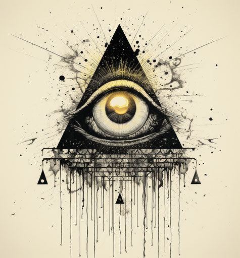 All seeing eye with sun rays, punk rock linear aesthetic