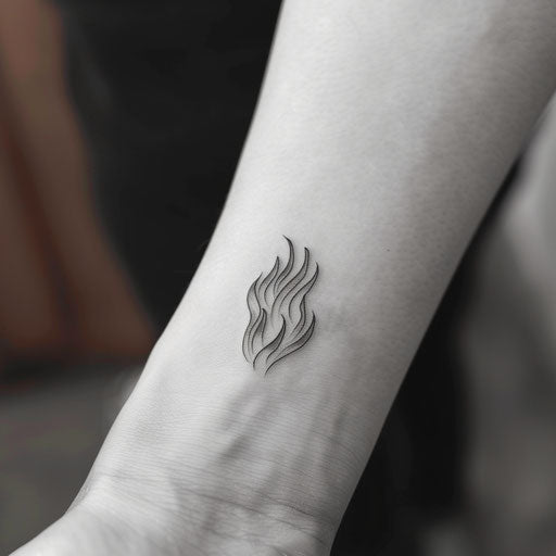 Minimalist flame tattoo design playing with negative space