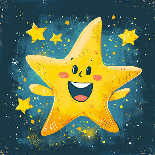 Illustration of yellow star icon in Munsch style