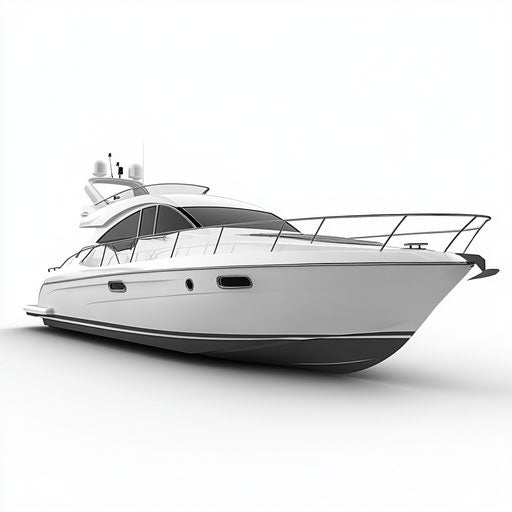 3D Motorboat on Flat White Background