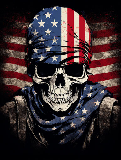 Skull bandana American flag, stencil, gadgetpunk, cobra
