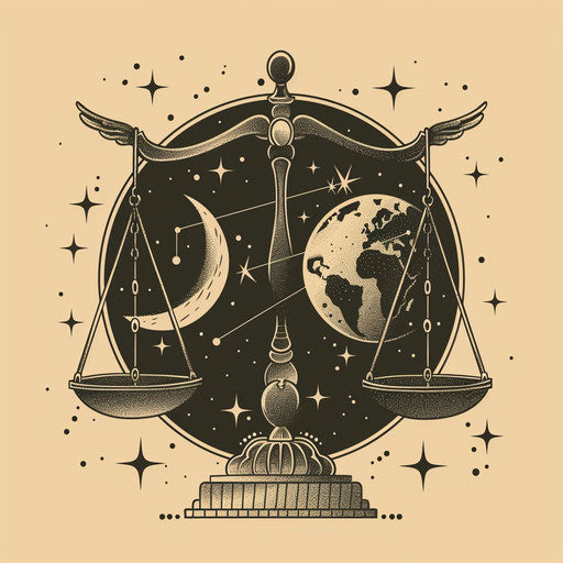 Flat tattoo sketch of the Libra zodiac sign