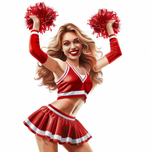 Photo-realistic cheerleader clipart on flat white background