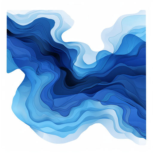 Abstract map in blue tones: oceans, rivers