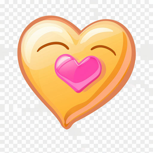 Kiss emoji clipart, soft yellow with pink heart on transparent background