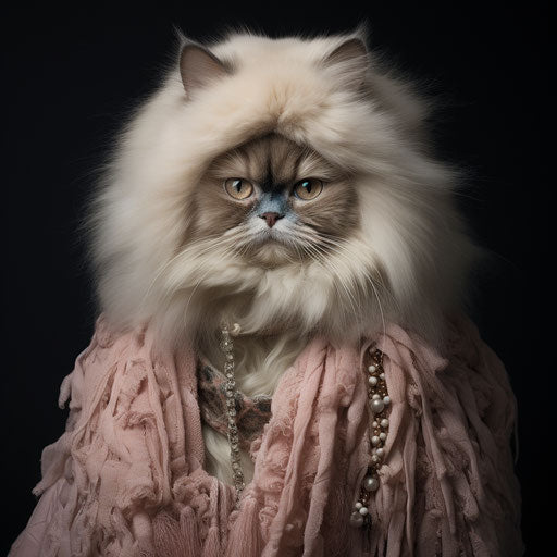 Himalayan cat dressed as a woman