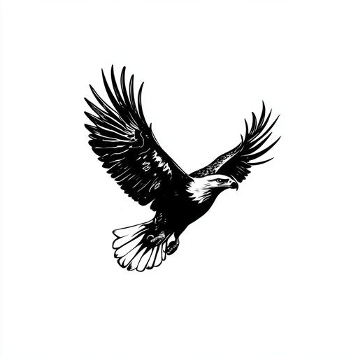 Minimalist eagle tattoo sketch on white for small tattoos