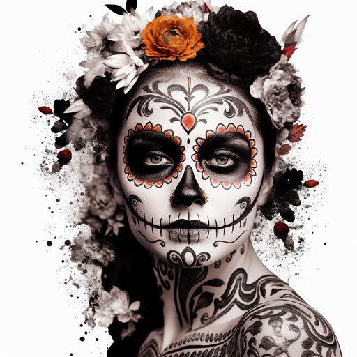 The woman with sugar skull tattoo