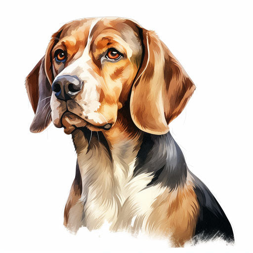 Beagle image in the style of Oil painting, on a white background