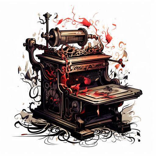 Printer clipart in artistic style, on white background