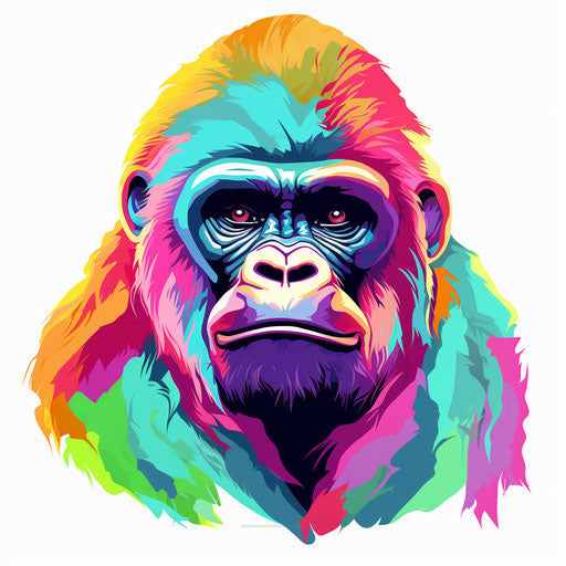 Gorilla illustration in the style of Pastel Colors Art, on white background