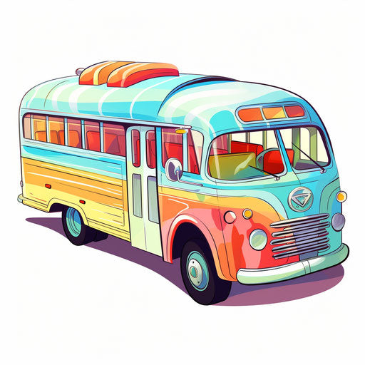 Bus clipart in the style of Pastel Colors Art, on a white background