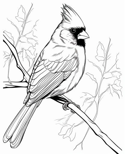 Cardinal on a branch, coloring pages