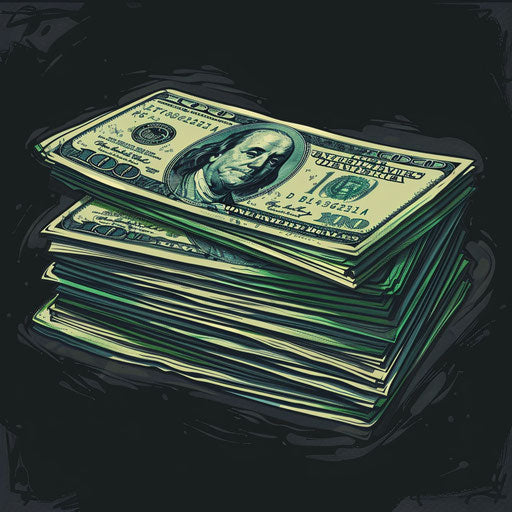 Realistic money illustration on dark contrasted backdrop