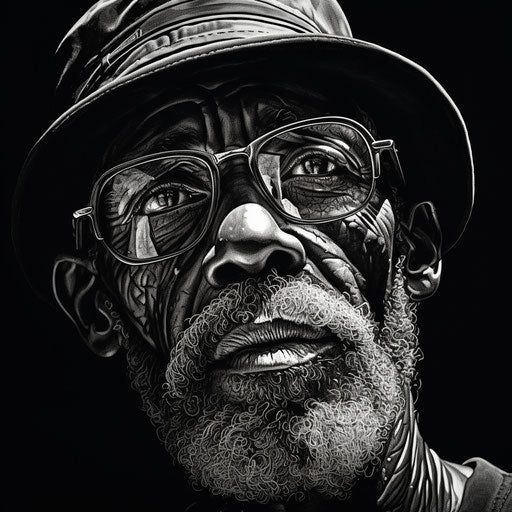 Black whatsapp image in the style of Scratchboard art for a whatsapp profile 1:1