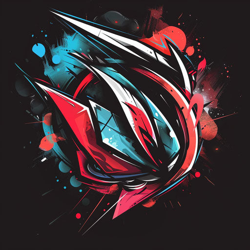 Bold logo with graffiti elements and urban colors