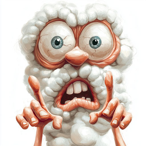 Humorous caricature of a cotton character clipart with human features