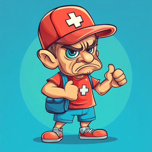 Humorous caricature of first aid clipart with human characteristics