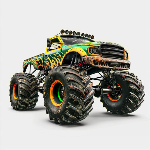 Monster truck clip art in realistic style, white background