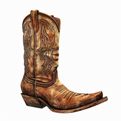Realistic cowboy boot illustration on white background