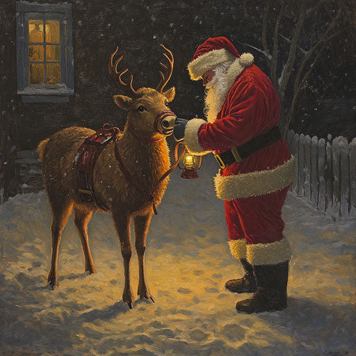 Rudolph and Santa in a quiet moment