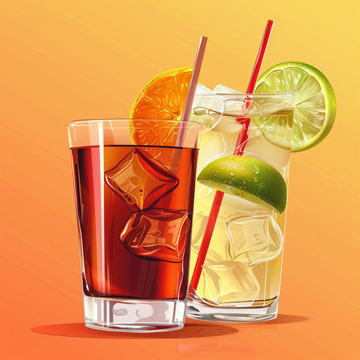 Drinks clipart with glossy finish on flat random background