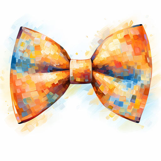 Bow illustrated in the Impressionistic Art style, on white background