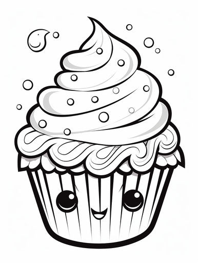 Cute cupcake coloring page