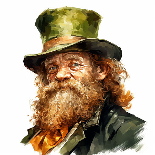 Leprechaun clipart in the style of oil painting, on white background