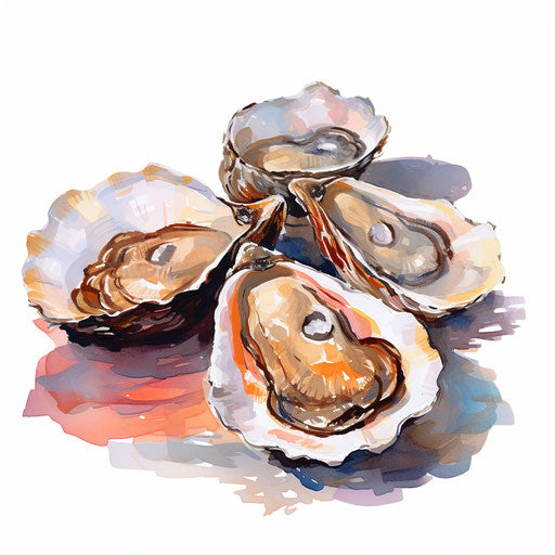 Impressionistic Art of Oyster Clipart on White Background