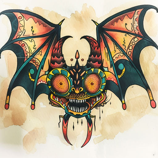 Cartoon tattoo sketch of a playful Batok pattern