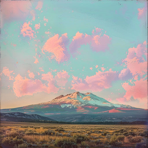 Peaceful sunrise over Shasta Mountain