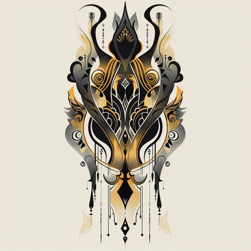 Stylized tattoo sketch of an Art Nouveau Russian mafia motif