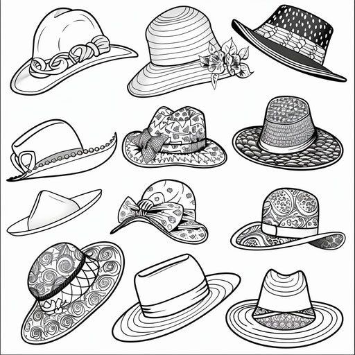 Whimsical hat collection with various styles and patterns