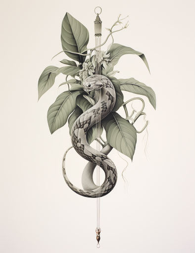 Feathered snake on a leaf