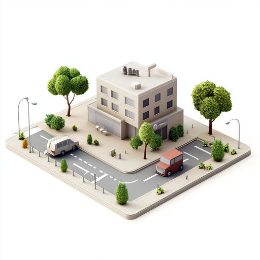 3D location in photorealistic style on flat white background, isolated clipart