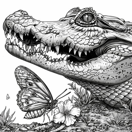 Alligator catches butterfly