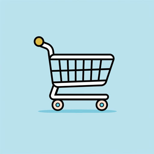 Store logo with a stylized shopping cart and a pale blue background