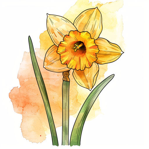 Flat Watercolor Daffodil Tattoo Sketch