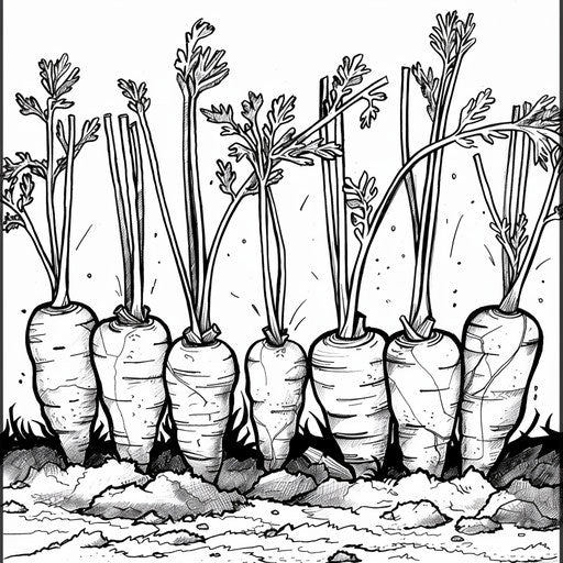Carrot patch with various sizes of carrots