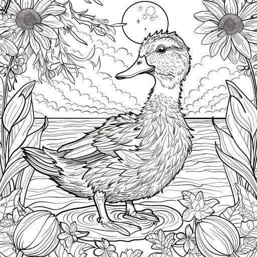 Cheerful duck splashing in a pond on a sunny day