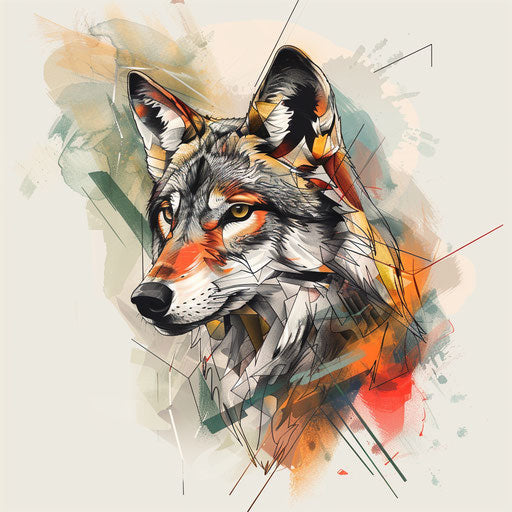 Artistic geometric wolf tattoo sketch