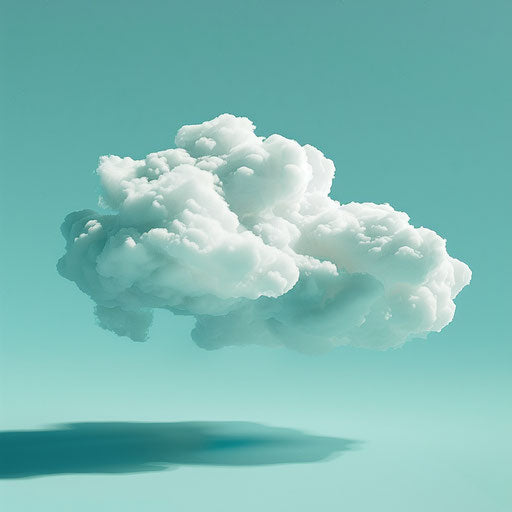 Realistic clouds on turquoise background, bold outlines