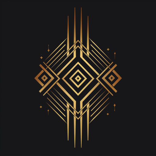 Company logo with geometric patterns and elegant lines, in black and gold