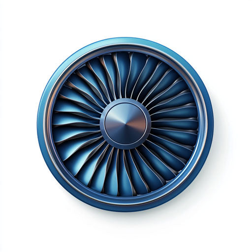 3D Jet Engine on white background, photo realistic style