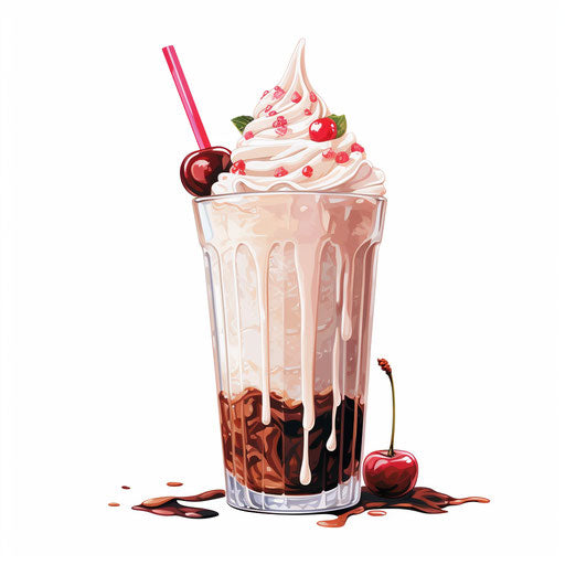 Milkshake clipart in the style of Oil painting, on a white background