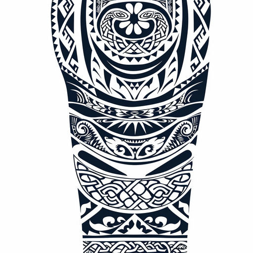 Traditional Polynesian nautical tattoo sleeve design