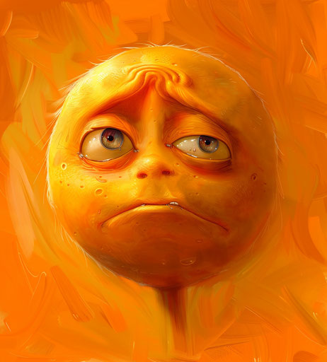 Hyperbolic sad orange and yellow expression