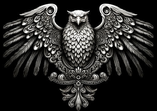 Vulturist eagle, two stacked wings in white